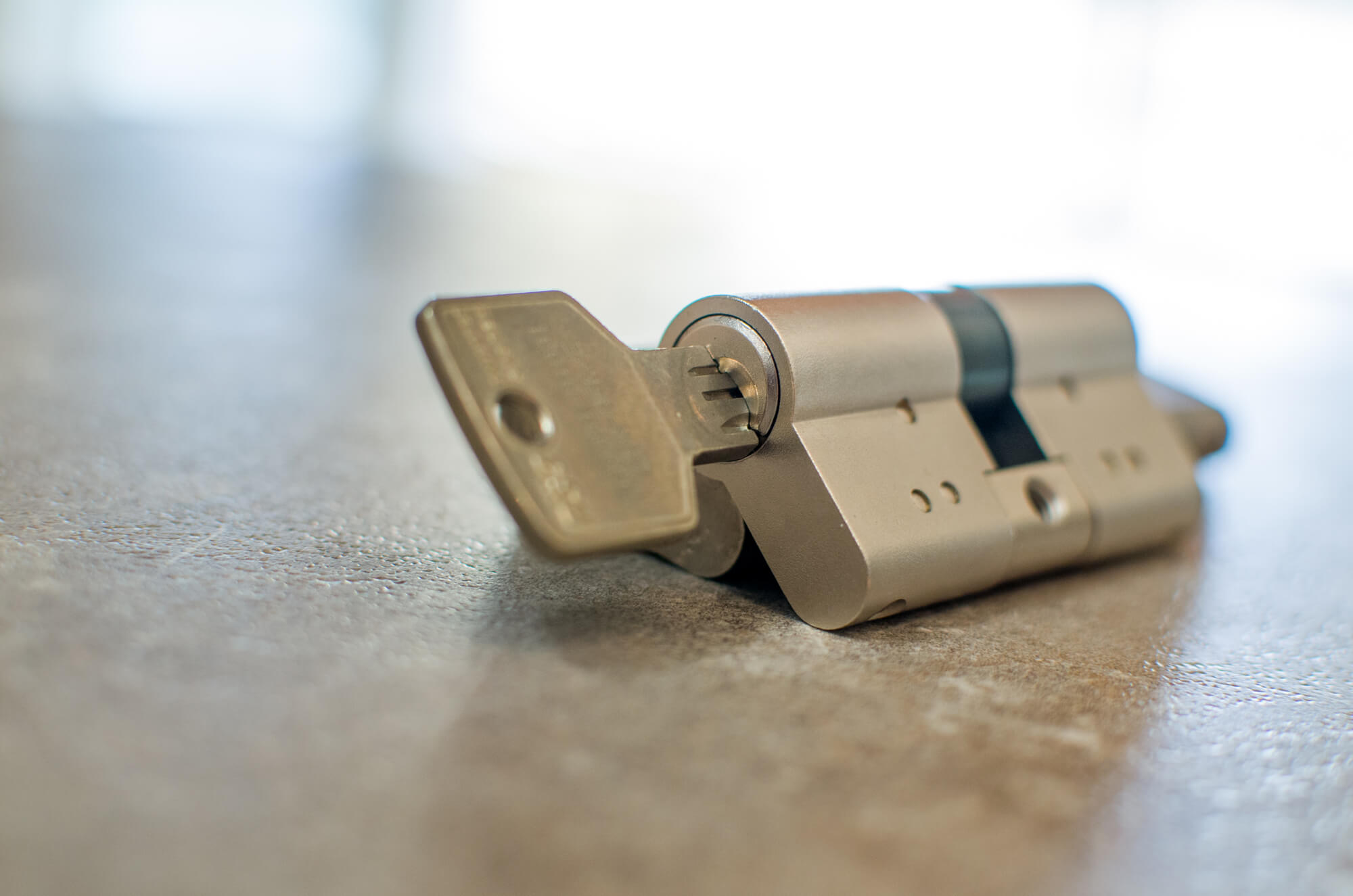 Body of a cylinder lock lying on floor