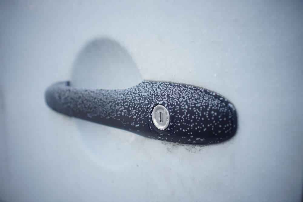 7 Tricks to Open A Frozen Car Door Lock You Might Not Know Close Up Of A Frozen Car Door Lock