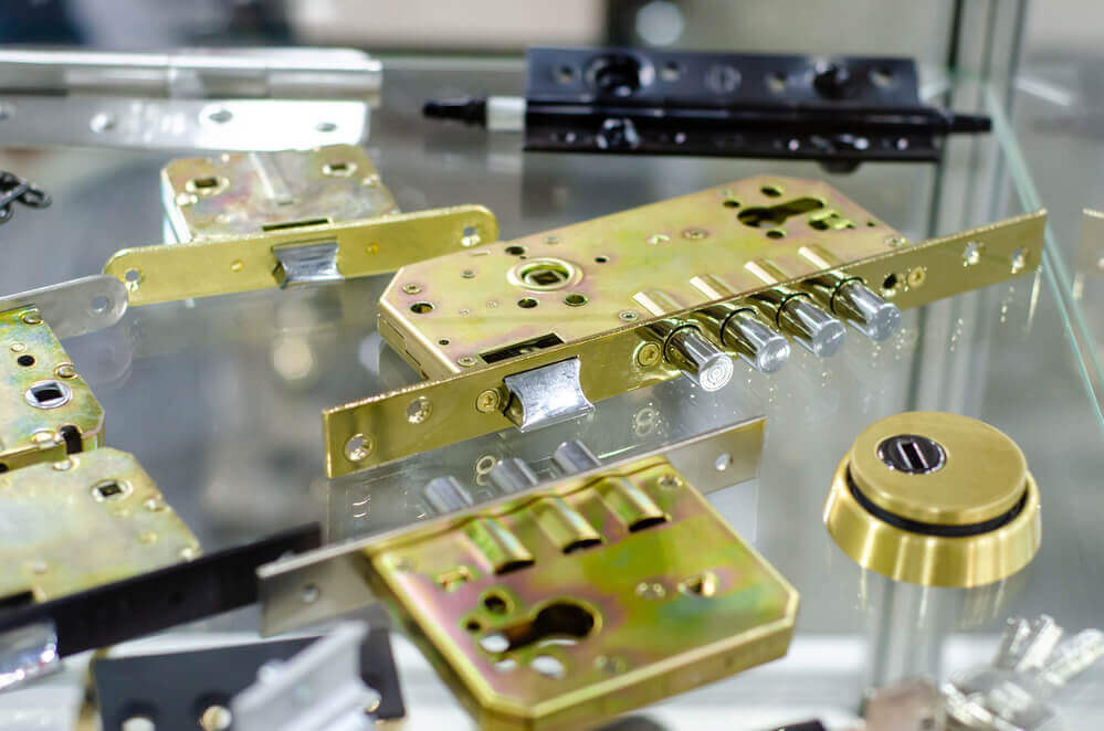 Multiple Locks Laid On A Shiny Table