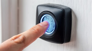 smart lock fingerprint scanner close up