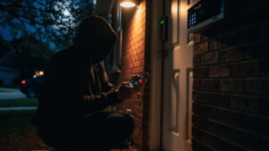 smart lock hacking attempt at door