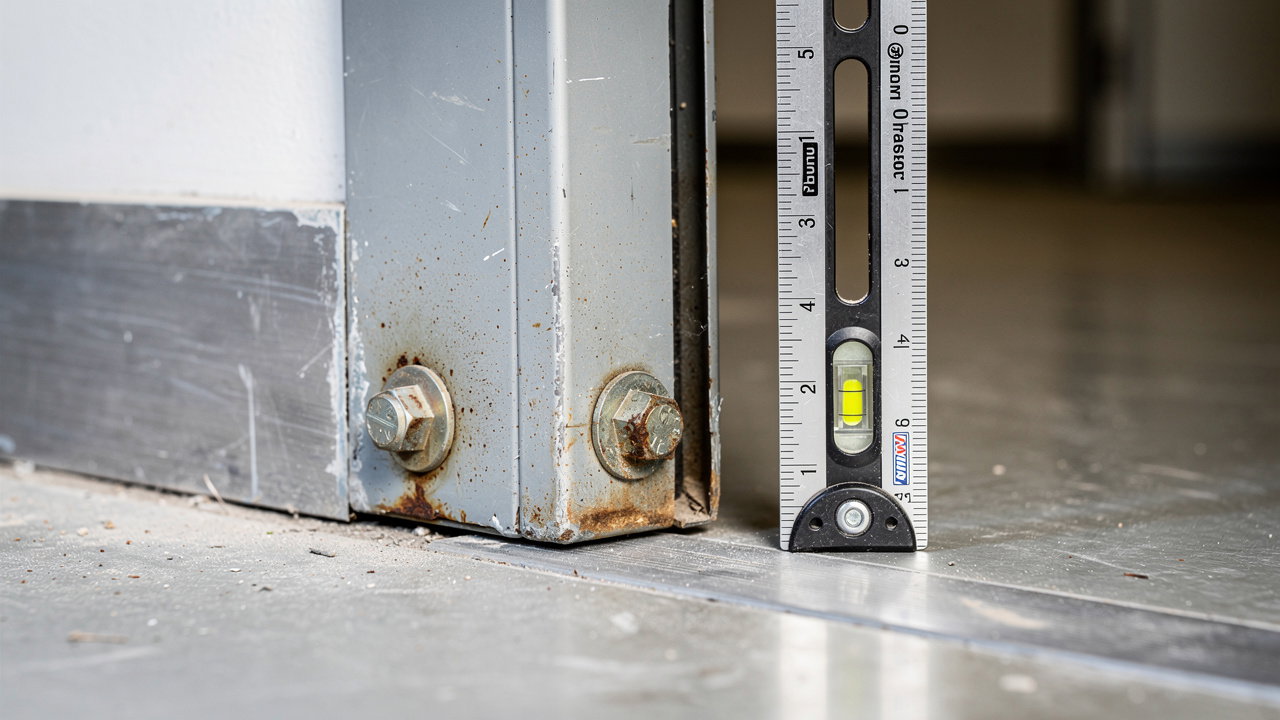 Commercial door frame structural alignment inspection